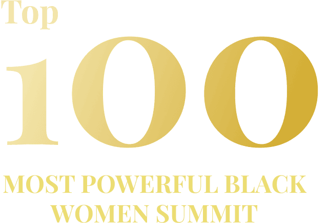 Top 100 most powerful women summit, with the text and numbers in black against a white background