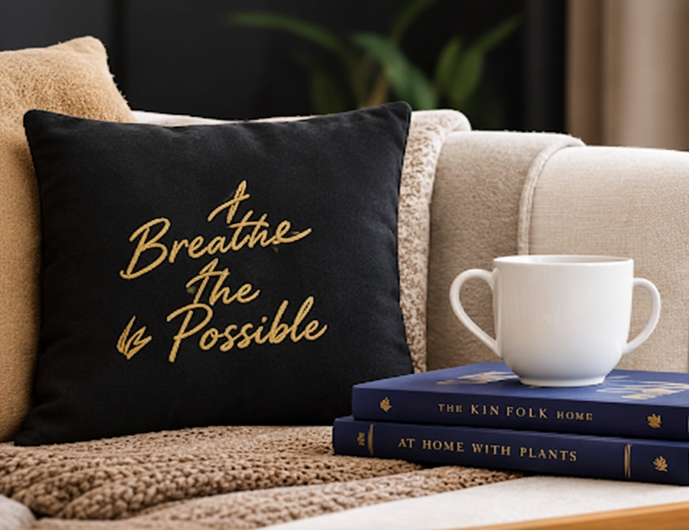 Black throw pillow with inspirational quote